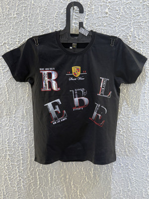 DELLURE Boys Printed Cotton Blend Regular T Shirt(Black, Pack of 1)