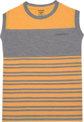 Dollar Champion Kids Boys Striped Pure Cotton Regular T Shirt(Multicolor, Pack of 1)