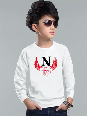 NQF Boys Printed Polyester Regular T Shirt(White, Pack of 1)