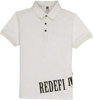 Status Quo Boys Printed Cotton Blend Regular T Shirt(White, Pack of 1)