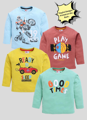 Mars Infiniti Boys Graphic Print Pure Cotton Regular T Shirt(Multicolor, Pack of 4)