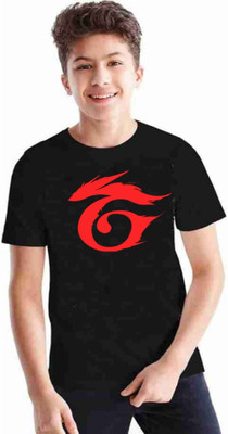 SHREE G CREATION Boys Printed Cotton Blend Regular T Shirt(Black, Pack of 1)