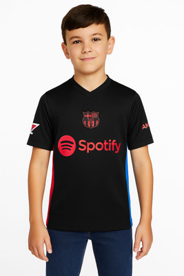 BUGOAT Boys & Girls Printed Polyester Regular T Shirt(Black, Pack of 1)