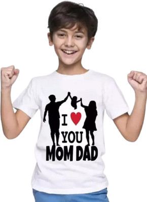 MOONSHINE Boys Typography, Graphic Print Polyester Regular T Shirt(White, Pack of 1)