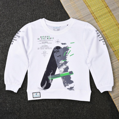 Worton Fashion Boys Printed Pure Cotton Regular T Shirt(White, Pack of 1)