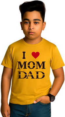 ORANGEMOON Boys & Girls Printed, Self Design, Graphic Print Polyester Regular T Shirt(Yellow, Pack of 1)