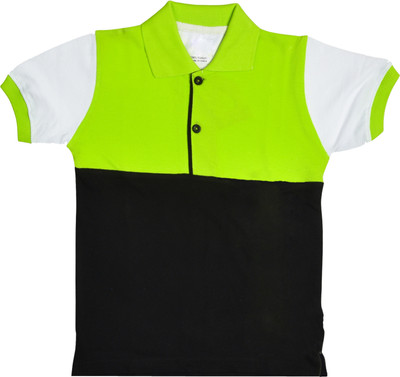 HRIT Boys Colorblock Cotton Blend Regular T Shirt(Green, Pack of 1)