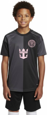 Thiva Boys & Girls Printed Polyester Regular T Shirt(Black, Pack of 1)