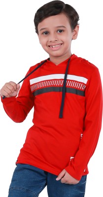 3PIN Boys Striped Pure Cotton T Shirt(Red, Pack of 1)