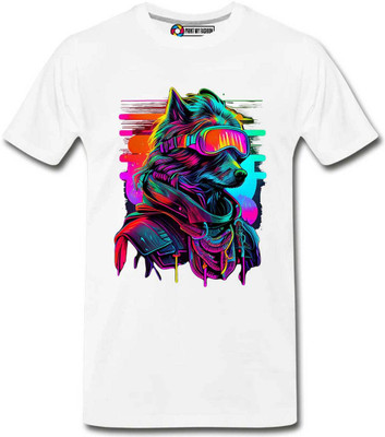 Print My Fashion Boys Printed Cotton Blend Regular T Shirt(White, Pack of 1)