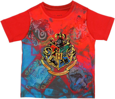 WYM TREND Boys Printed Cotton Blend Regular T Shirt(Red, Pack of 1)