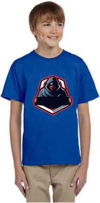 SHREE G CREATION Boys & Girls Printed Pure Cotton Regular, Slim T Shirt(Blue, Pack of 1)