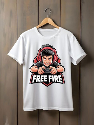 INDIAN EAGLE Boys & Girls Printed Polyester Regular T Shirt(White, Pack of 1)