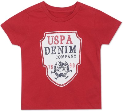 U.S. POLO ASSN. Boys Printed Cotton Blend T Shirt(Maroon, Pack of 1)