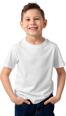 SmarTee Street Boys Solid Pure Cotton Regular T Shirt(White, Pack of 1)