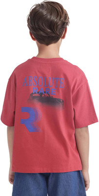 Rare Ones Boys Graphic Print Cotton Blend Oversized T Shirt(Red, Pack of 1)