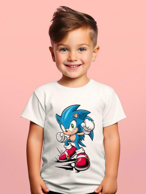 YI FASHION Boys Printed Polyester Regular T Shirt(White, Pack of 1)