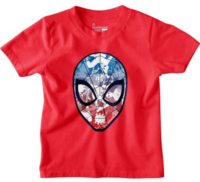 BonOrganik Boys Printed Pure Cotton Regular T Shirt(Red, Pack of 1)