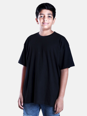 Kiddo Paanti Boys Printed Pure Cotton Regular T Shirt(Black, Pack of 1)