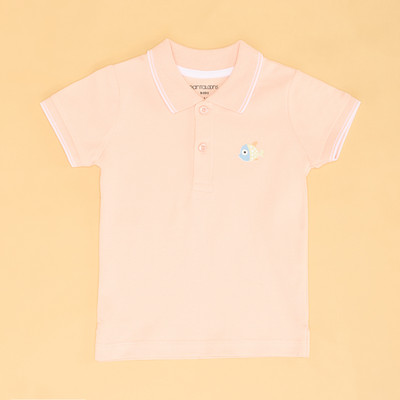 Pantaloons Baby Boys Solid Cotton Blend Regular T Shirt(Pink, Pack of 1)
