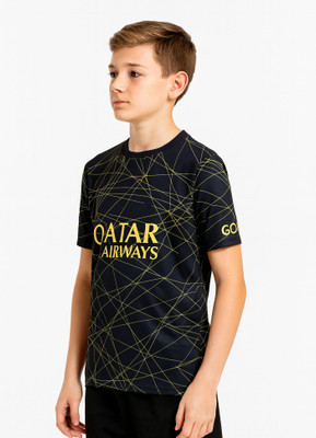 DOSTITCH Boys & Girls Printed Polyester Regular T Shirt(Black, Pack of 1)