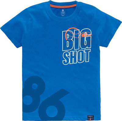 Codez Boys Printed Cotton Blend Regular T Shirt(Blue, Pack of 1)