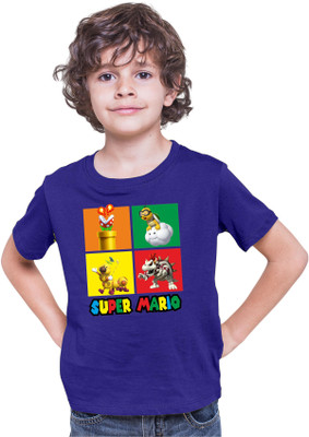 Printabulous Boys & Girls Printed Pure Cotton Regular T Shirt(Blue, Pack of 1)