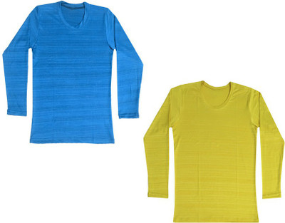 Indistar Boys Self Design Polyester Regular T Shirt(Multicolor, Pack of 2)
