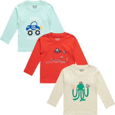 Luke and Lilly Baby Boys Graphic Print Cotton Blend Regular T Shirt(Multicolor, Pack of 3)
