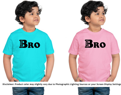 CHOMMBOOKA Boys Typography Cotton Blend Regular T Shirt(Light Blue, Pack of 2)