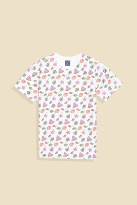 Allen Solly Boys Printed Cotton Blend Regular T Shirt(White, Pack of 1)