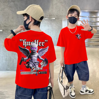 Tripcolos Collection Boys Printed Cotton Blend Regular T Shirt(Red, Pack of 1)
