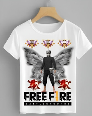 GAYU Boys Printed Polyester Regular T Shirt(White, Pack of 1)