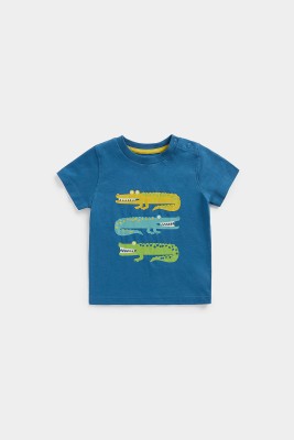 Mothercare Baby Boys & Baby Girls Printed Cotton Blend Regular T Shirt(Blue, Pack of 1)