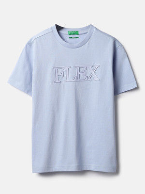 United Colors of Benetton Baby Girls Self Design Pure Cotton Regular T Shirt(Blue, Pack of 1)