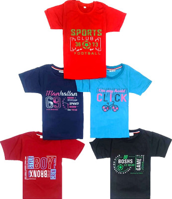 bangaa Baby Boys & Baby Girls Printed Pure Cotton Regular T Shirt(Multicolor, Pack of 5)