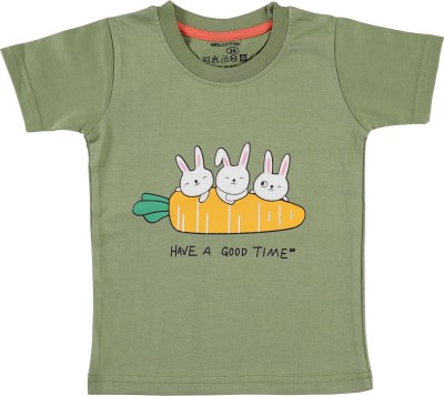 CATCUB Baby Boys & Baby Girls Printed Cotton Blend T Shirt(Green, Pack of 1)