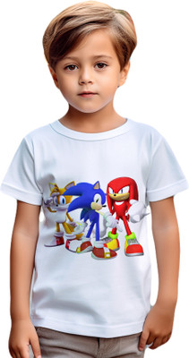 SKE Boys & Girls Graphic Print Cotton Blend Regular T Shirt(White, Pack of 1)