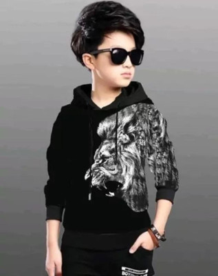 FUNKTAIL Boys Printed Cotton Blend Regular T Shirt(Black, Pack of 1)