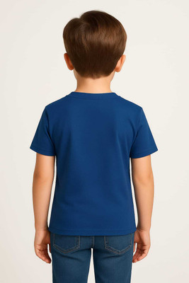 Sattitude Boys & Girls Printed Cotton Blend Regular T Shirt(Blue, Pack of 1)