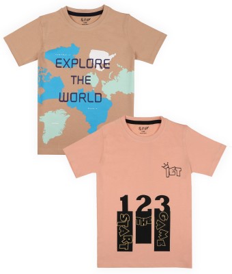 J&JP Boys Graphic Print Cotton Blend T Shirt(Multicolor, Pack of 2)