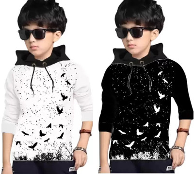 rotaqo Boys Printed Cotton Blend Regular T Shirt(Multicolor, Pack of 2)
