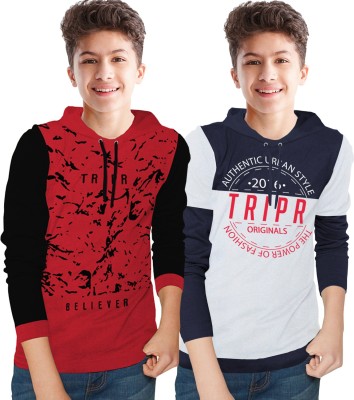 TRIPR Boys Printed Cotton Blend Regular T Shirt(Multicolor, Pack of 2)