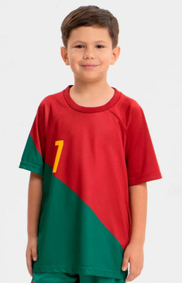 BUGOAT Boys & Girls Printed Polyester Regular T Shirt(Red, Green, Pack of 1)