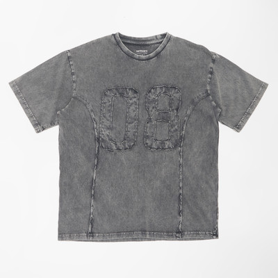 Pantaloons Junior Boys Self Design Cotton Blend Regular T Shirt(Grey, Pack of 1)