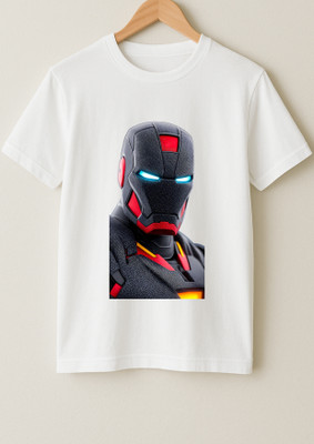 Kid's Yuga Boys Printed Cotton Blend Regular T Shirt(White, Pack of 1)