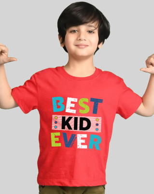 AOOSH Boys Printed Cotton Blend Regular T Shirt(Red, Pack of 1)
