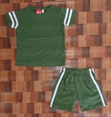 NFD Short For Boys Party Striped Cotton Blend(Green, Pack of 2)