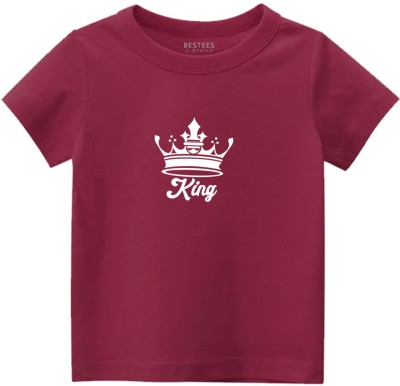 BESTEESCLOTHING Baby Boys & Baby Girls Printed Pure Cotton Regular T Shirt(Maroon, Pack of 1)