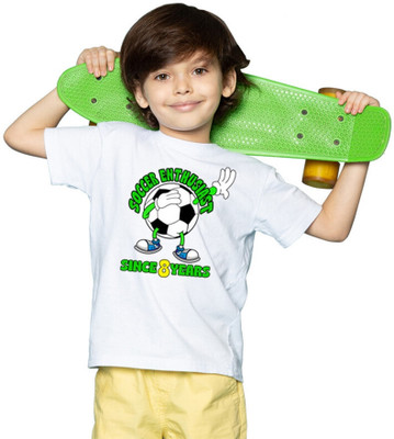 CHOMBOOKA Boys Printed Polyester Oversized T Shirt(White, Pack of 1)